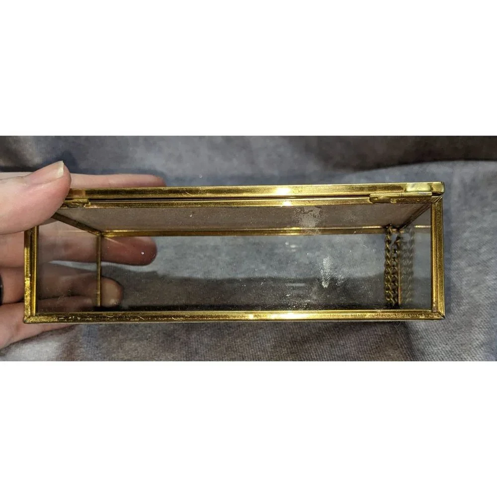 Mele & Co. Pink And Gold Floral Glass Trinket Box
